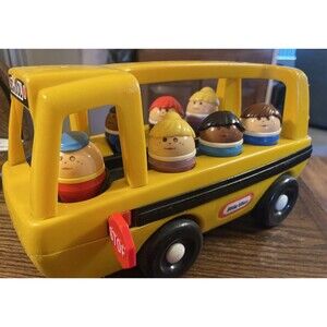 Vintage Little Tikes School Bus With Seven Little People USA Made